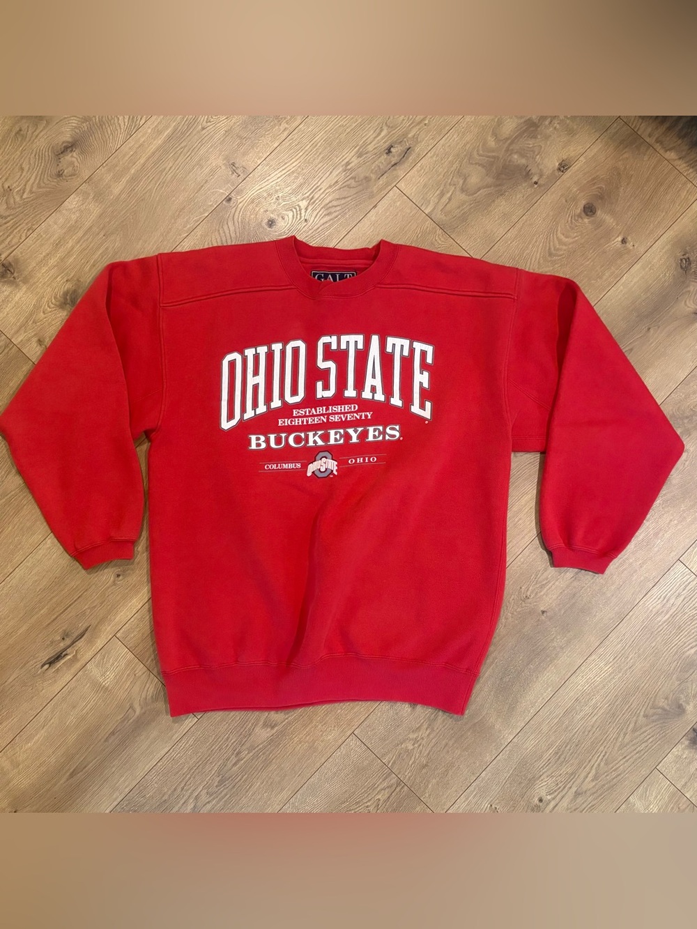 Vintage 1990's Galt Sand Ohio State Buckeyes Red Crewneck Sweatshirt Size L